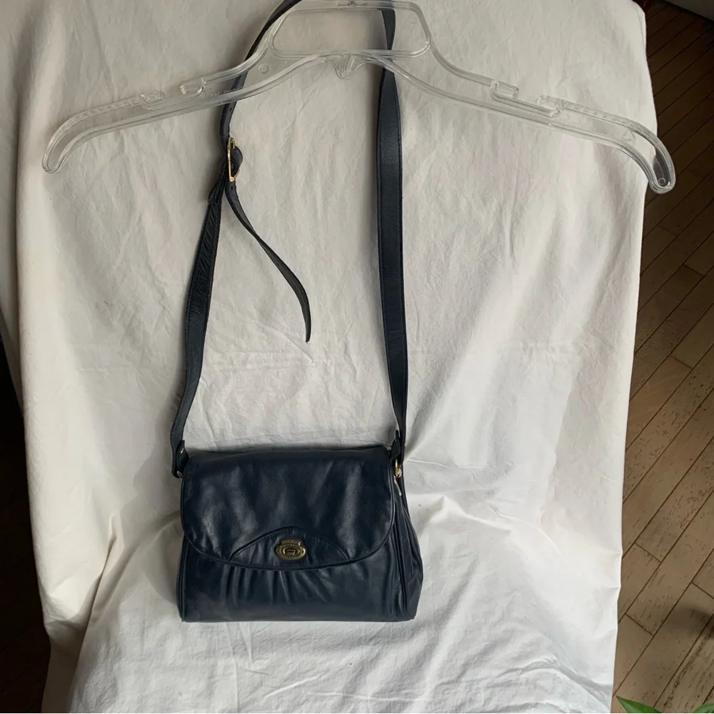 Dark Blue Etienne Aigner Vintage Leather Shoulder Bag - Picture 3 of 9